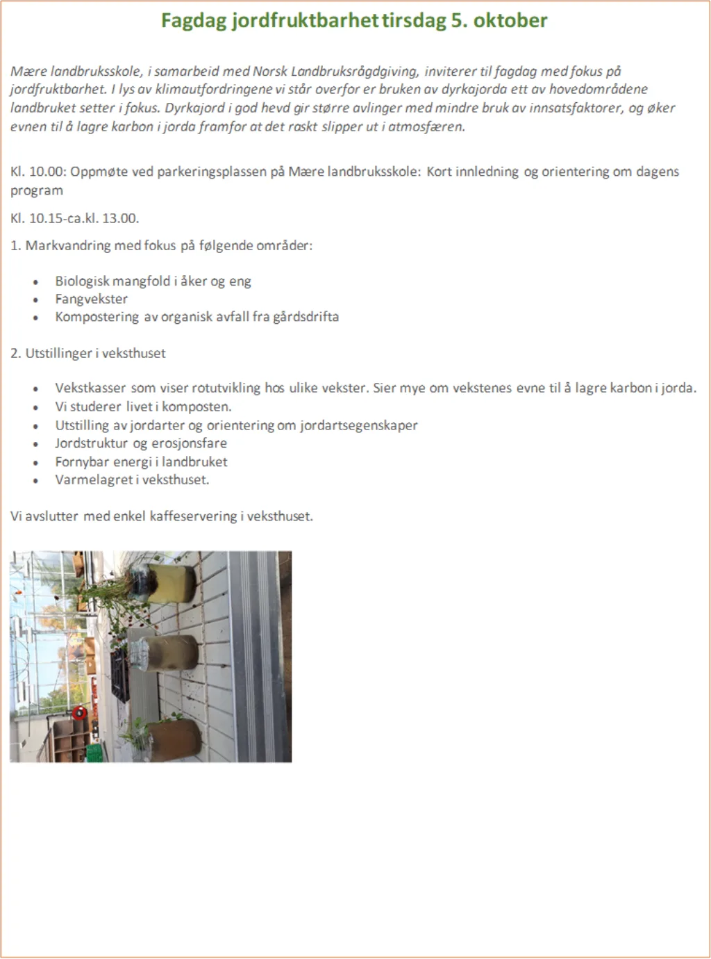 Fagdag Jordfruktbarhet Mære Fagdag Jordfruktbarhet Mære