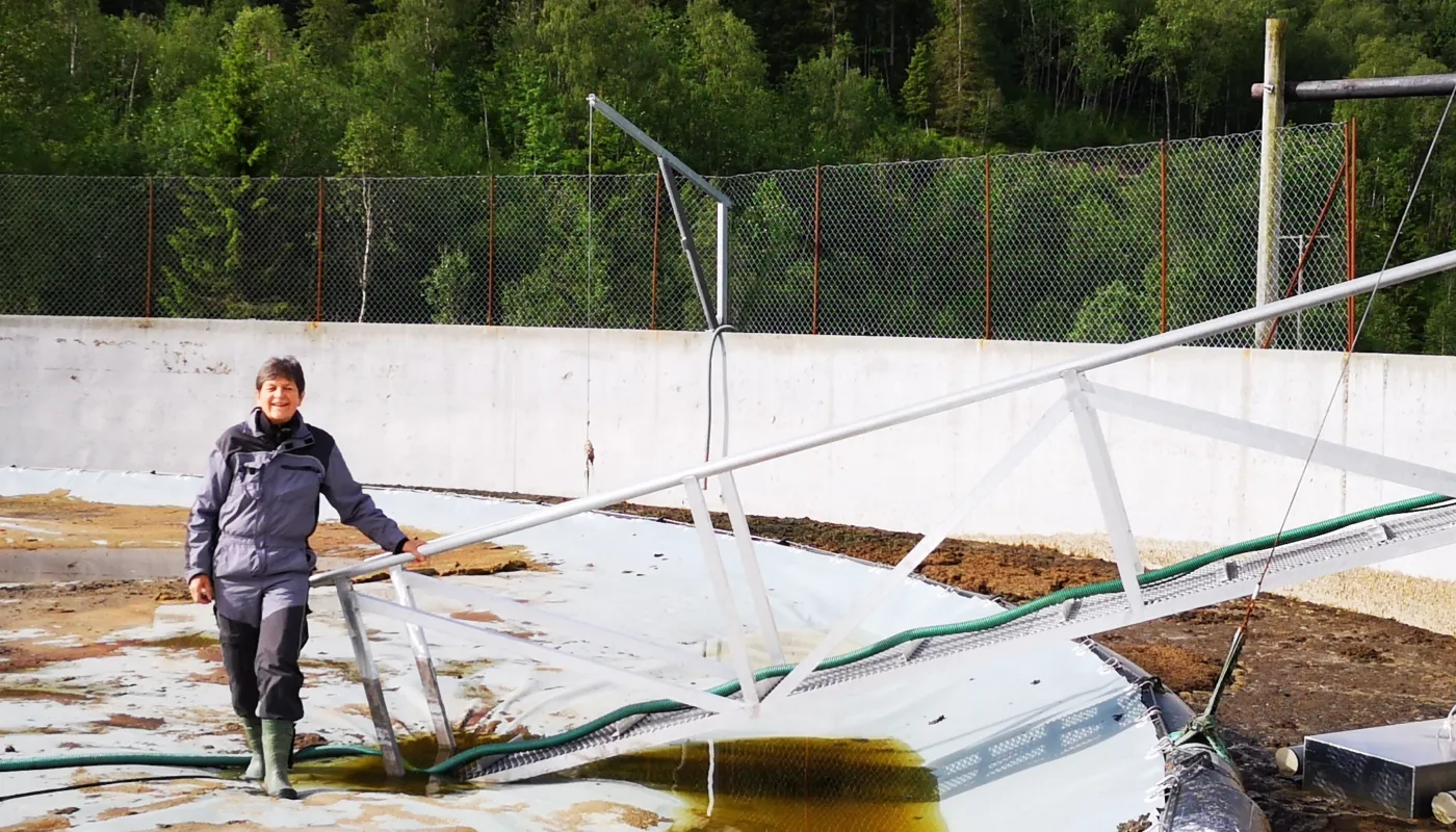 Gjødselkum Med Flytedekke Prøvetagingsutstyret Til Høyre Foto Turid Strøm Gjødselkum med flytedekke. Prøvetagingsutstyret til høyre (Foto: Turid Strøm)
